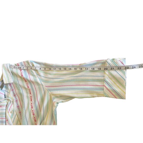 Koret 3/4 Sleeve Embroidered Button Up Cotton Blend Blouse SzL - Picture 9 of 11